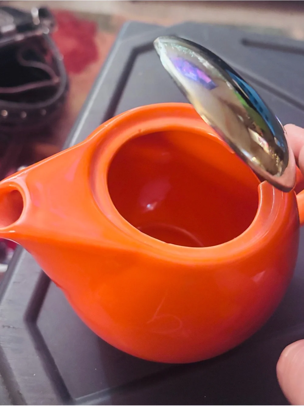 Orange Ceramic Teapot with Stainless Steel Infuser - Unbranded